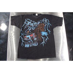 Vintage Sportnit Motorcycle T-Shirt Free As The Wind Lightning XL Black PO17